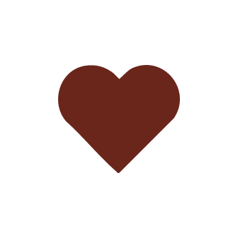 A solid brown heart shape centered on a plain light gray background.